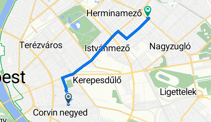 Szűz utca 7., Budapest to Nagy Lajos Király útja 127., Budapest