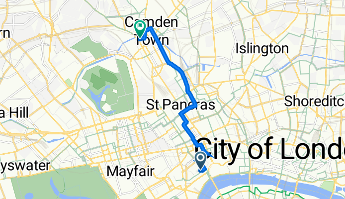 1 The Piazza, London to 1–8 Stucley Pl, London