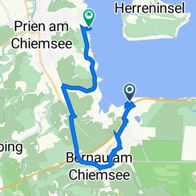 Rasthausstraße 25, Bernau am Chiemsee nach Harrasser Straße 23, Prien am Chiemsee