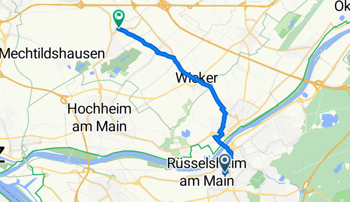 Alte Kirchstraße 52, Rüsselsheim am Main nach Landwehrstraße 3, Wiesbaden