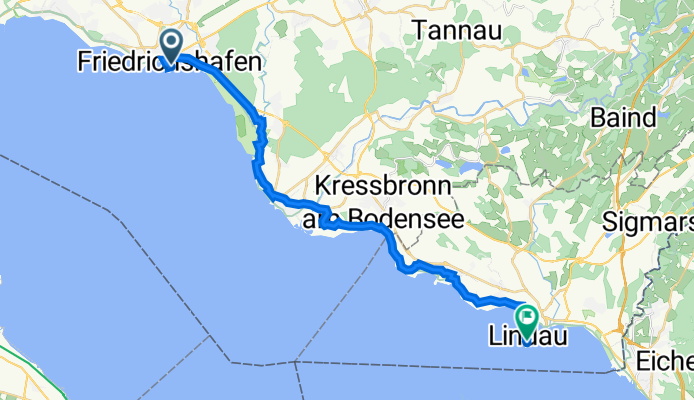 Seestraße 5–17, Friedrichshafen nach Bahnhofplatz 1C, Lindau (Bodensee)