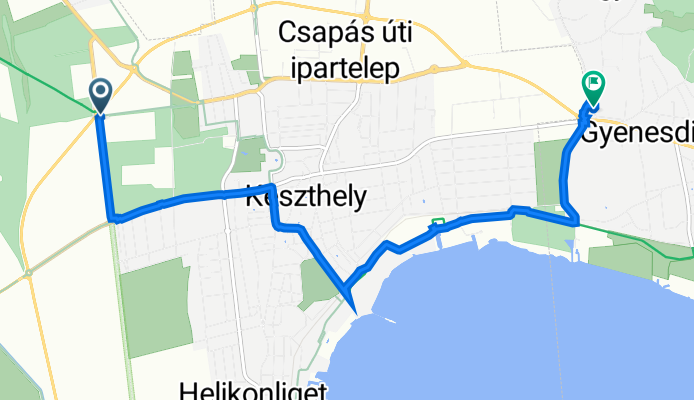 Sümeg-Keszthely ( Országos Kéktúra Szakasz ), Кестхей до Faludi utca 7A., Gyenesdiás