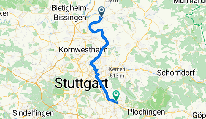 Mühlweg 15, Marbach am Neckar nach Fabrikstraße 10/1, Esslingen am Neckar