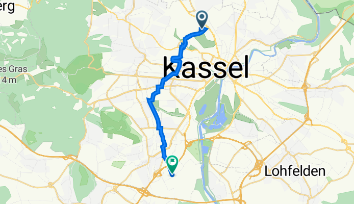Struthbachweg 33, Kassel nach Hamburger Straße 23–25, Kassel