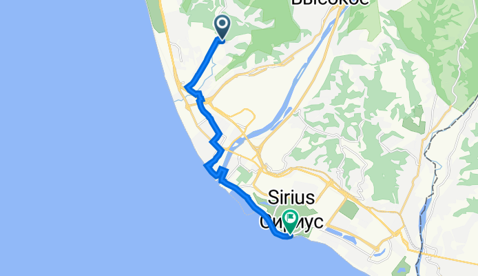 Банановая улица, 13/10А, Орёл-Изумруд до Олимпийский проспект, 15/6, Сочи