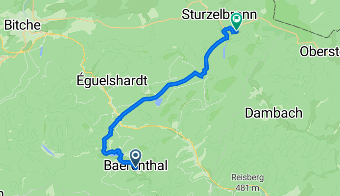 1 Rue du Printemps d'Alsace, Baerenthal nach 7A Rue de la Hardt, Sturzelbronn