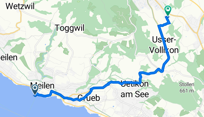 Route nach Leestrasse 33, Egg b. Zürich
