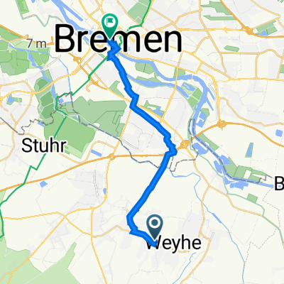 Rathausplatz 1, Weyhe nach Schlachte 21–27, Bremen