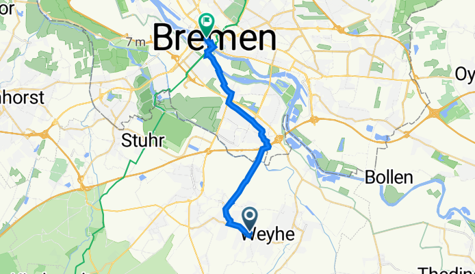 Rathausplatz 1, Weyhe nach Schlachte 21–27, Bremen