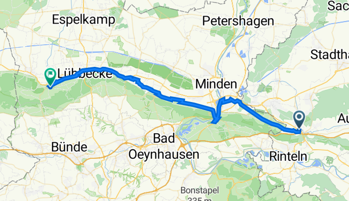 Auestraße 7, Heeßen nach Dummerter Straße 1, Preußisch Oldendorf