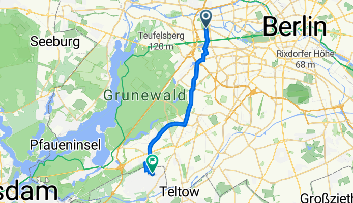 Spandauer Damm 22, Berlin nach Elsternstieg 6, Kleinmachnow