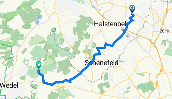 Fritz-Reuter-Straße 21, Rellingen nach Sandmoorweg 131–147, Hamburg
