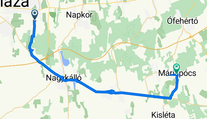 Szállási utca, Nyíregyháza to Mária út M01-Máriacel-Budapest-Csíksomlyó, Máriapócs