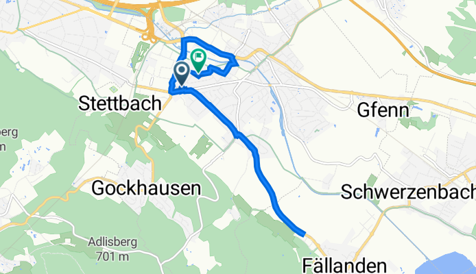 Birchlenstrasse 76, Dübendorf to Bühlwiesenstrasse 15, Dübendorf