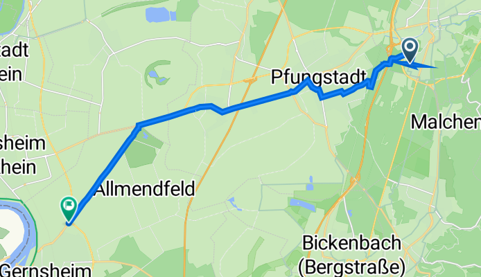 Fritz-Dächert-Weg 42, Darmstadt nach Pfungstädter Straße, Gernsheim