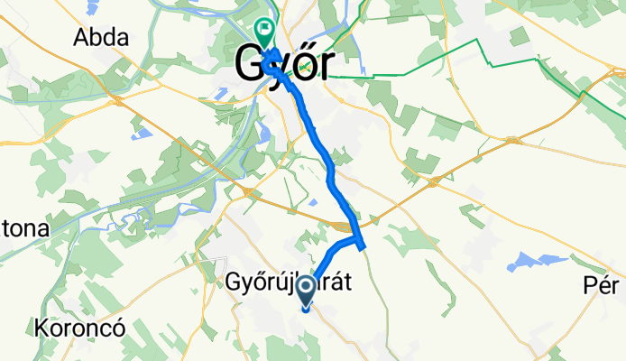 Mátyás király körút 5., Győrújbarát to Vásárhelyi Pál utca 12., Győr