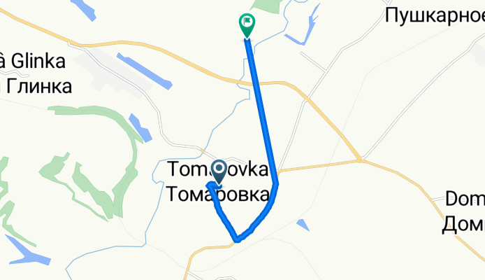 От Садовый переулок 13, Томаровка до Казацкая улица 49, Томаровка