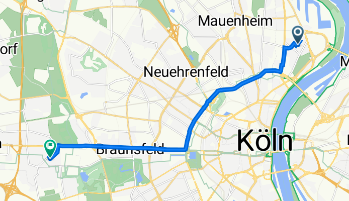 Hildegardisstraße 1, Köln nach Sudetenweg 15, Köln
