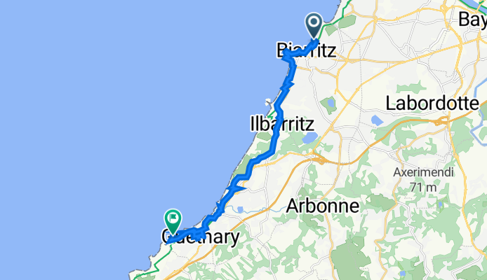 От Rue Louison Bobet 1, Biarritz до Chemin de Cenitz 220, Guéthary