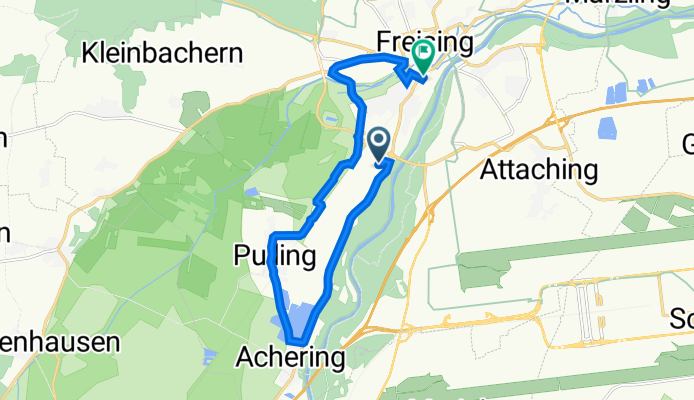 Milchstraße 1, Freising nach Bahnhofplatz 1, Freising