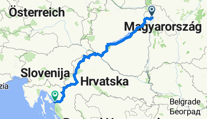 FĹ‘ utca 38., Budapest to Ulica Kolan 2, Senj