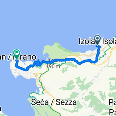 Sončno nabrežje 16, Izola do Ulica IX. Korpusa, Piran