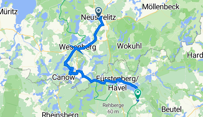 Strelitzer Straße 2, Neustrelitz nach Dorfstraße 25A, Fürstenberg/Havel