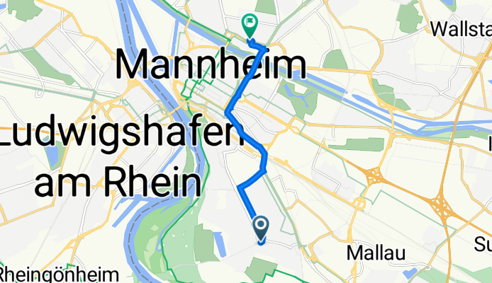 Rheingoldstraße 73, Mannheim nach Käfertaler Straße 45, Mannheim