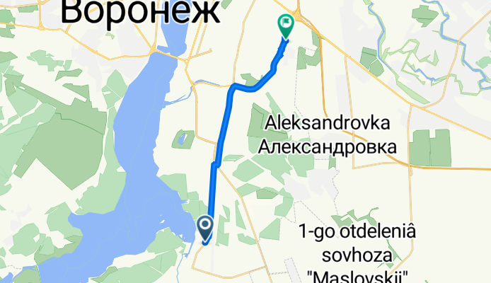 От улица 206-й Стрелковой Дивизии 268, Воронеж до улица Ильюшина 5, Воронеж