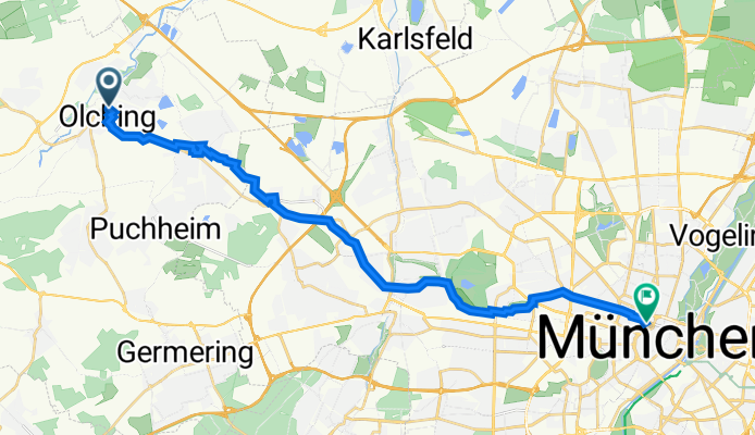 Gerhart-Hauptmann-Straße 5B, Olching nach Max-Joseph-Straße 4, München