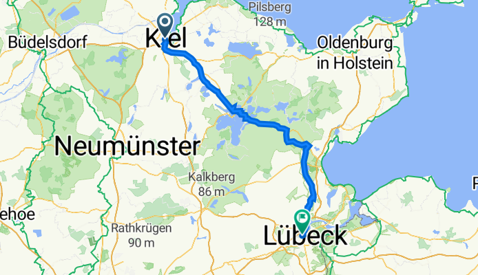 Wilhelminenstraße 11, Kiel nach Friedenstraße 22, Lübeck