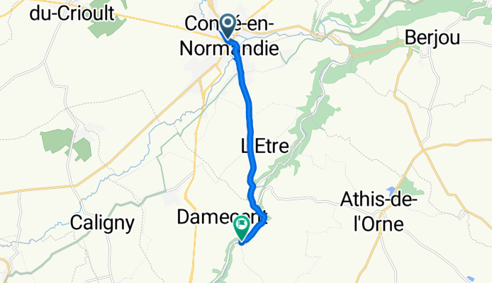 14 Rue de Vire, Condé-en-Normandie to D 801, Athis-Val de Rouvre