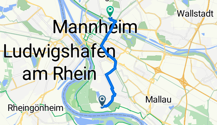 Kiesteichweg 3A, Mannheim nach Käfertaler Straße 45, Mannheim