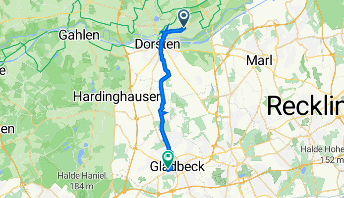Halterner Straße 135, Dorsten nach Bottroper Straße 112, Gladbeck