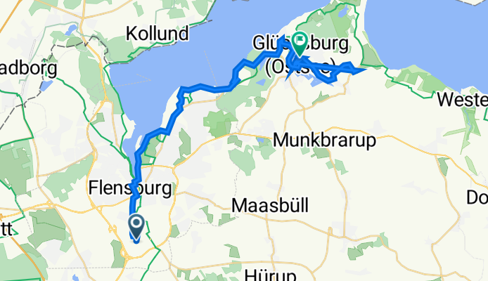 Rudolf-Diesel-Straße 7, Flensburg nach Am Schloßpark 2A, Glücksburg (Ostsee)