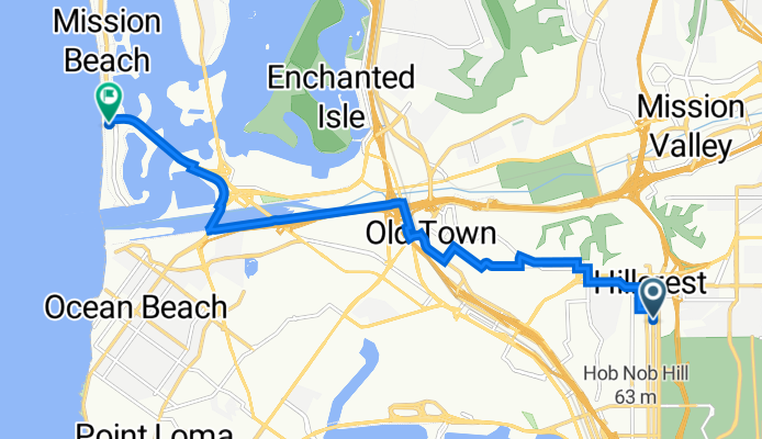 Hillcrest to Mission Bay Roller Coaster