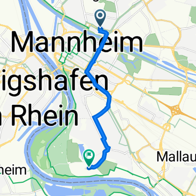 Käfertaler Straße 43, Mannheim nach Kiesteichweg 12, Mannheim