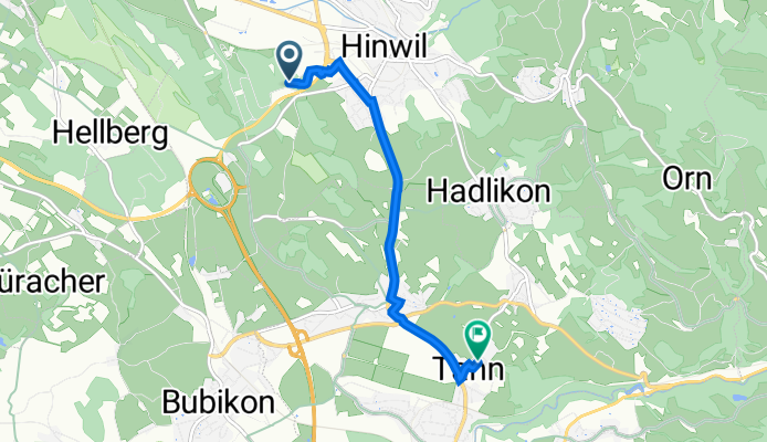 Hagenweg, Hinwil nach Nauenstrasse 28, Tann