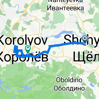 От улица Центральная 90, Щёлково до Неизвестная дорога, Королёв