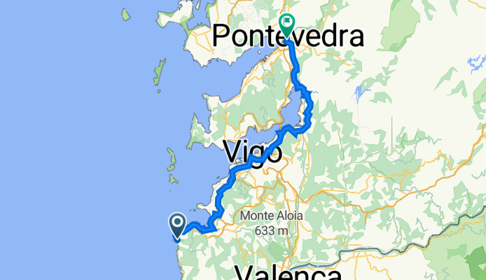 Lugar Assegador Mariñas, 38, Oia nach Rúa Michelena, 17, Pontevedra