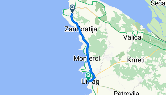 Savudrijska 19, Bašanija naar Ulica Giuseppe Garibaldi 3, Umag