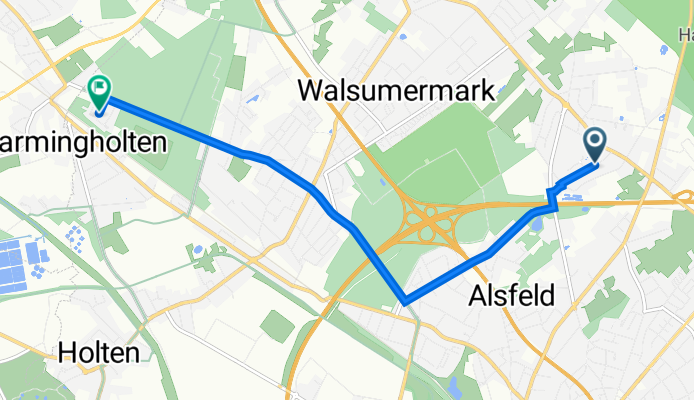 Hohe Straße 50, Oberhausen nach Dellerheide 22A, Oberhausen