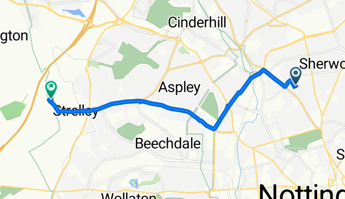 25 Camelot Ave, Nottingham to Dairy Cottage, Strelley Hall, Main St, Nottingham