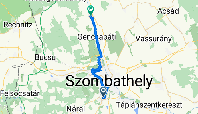 Alsóhegy-Középhegy Kertváros, Szombathely to Hunyadi János utca 39., Gyöngyösfalu