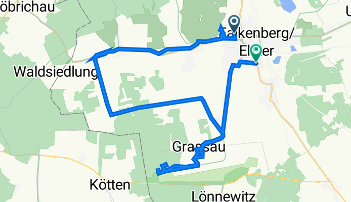 Torgauer Straße 26, Falkenberg/Elster nach Liebenwerdaer Straße 12, Falkenberg/Elster