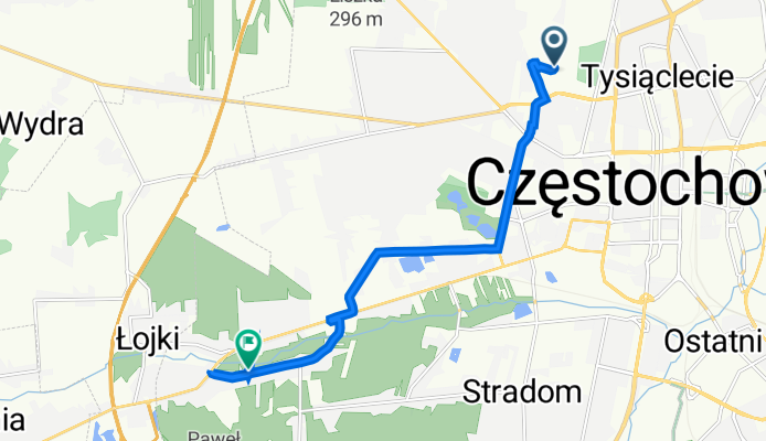 Poleska 74B, Częstochowa do Kolorowa 61A, Częstochowa