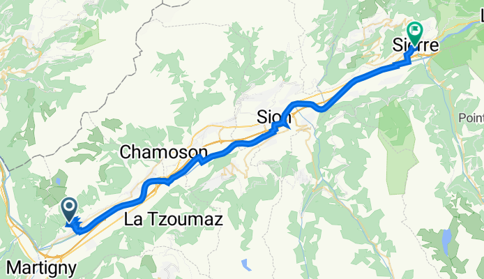 Chemin des Avasiers 25, Fully à Place de la Gare 16, Sierre