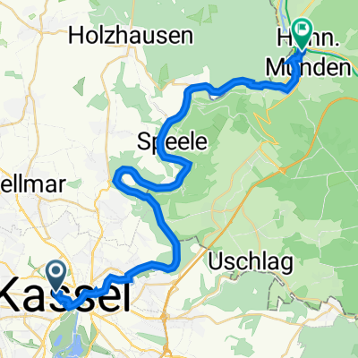 Bahnhofsplatz 1, Kassel nach Ziegelstraße 10, Hannoversch Münden