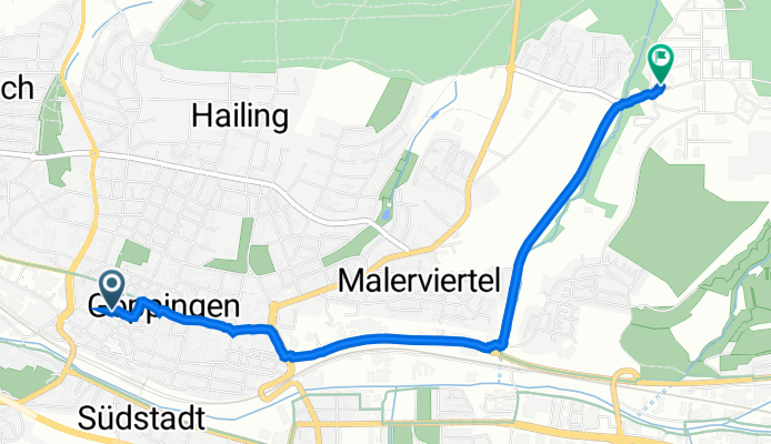 Wühlestraße 31, Göppingen nach Manfred-Wörner-Straße 101, Göppingen
