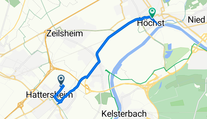 Friedrich-Ebert-Straße 47, Hattersheim am Main nach Albanusstraße 25, Frankfurt am Main